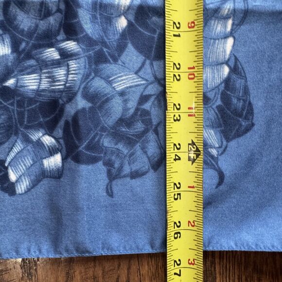 Vintage Polyester Scarf Blue Leaf Design Made in Italy 26.5 inch Square - Picture 8 of 9